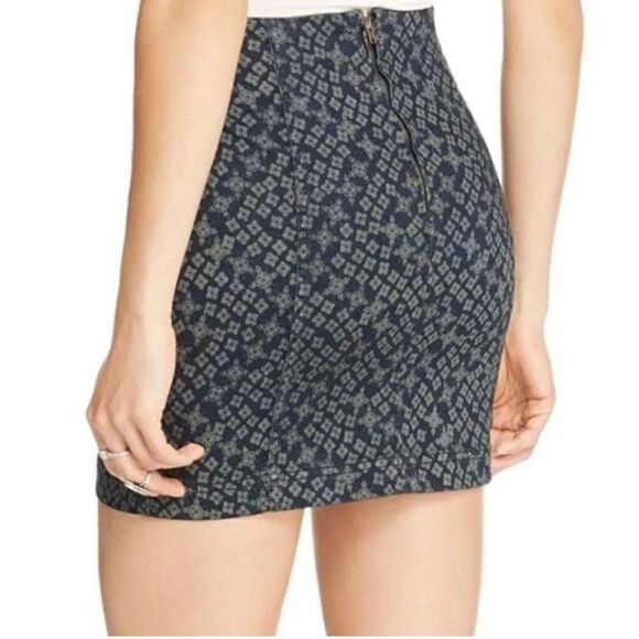 Free People denim printed mini skirt